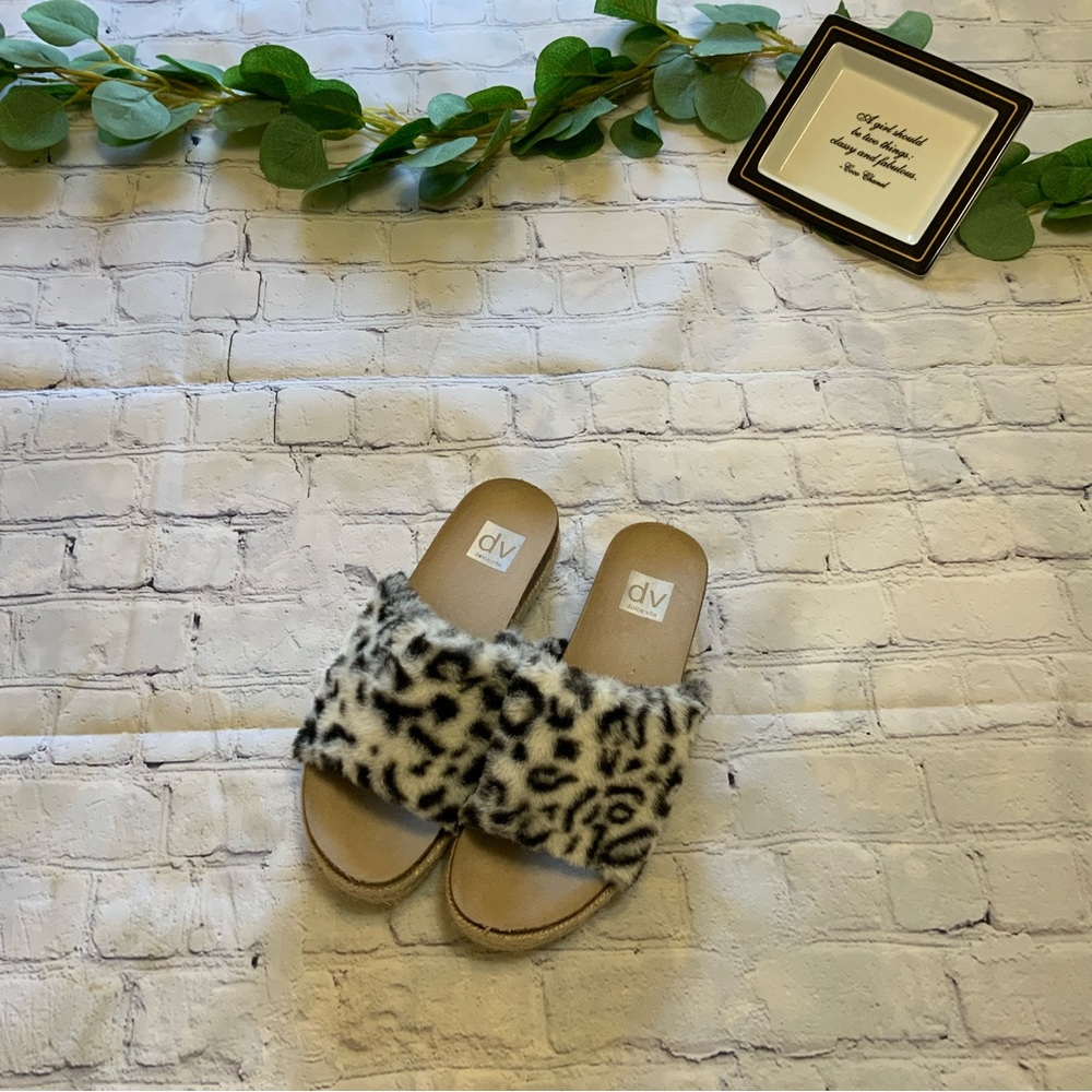 DOLCE VITA LEOPARD FUR SANDALS